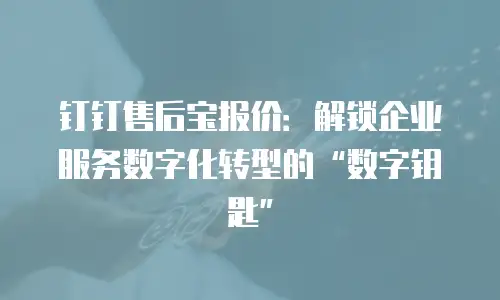 钉钉售后宝报价：解锁企业服务数字化转型的&ldquo;数字钥匙&rdquo;