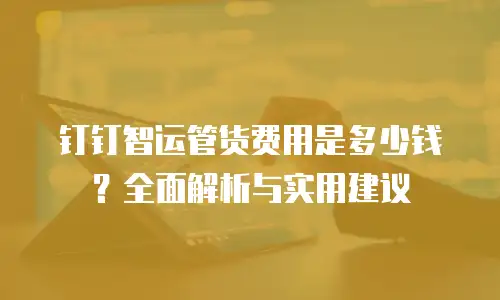 钉钉智运管货费用是多少钱？全面解析与实用建议