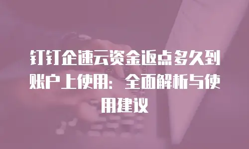 钉钉企速云资金返点多久到账户上使用：全面解析与使用建议
