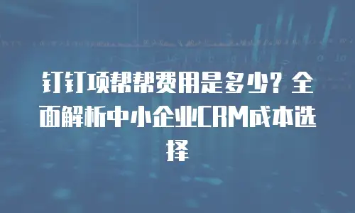 钉钉项帮帮费用是多少？全面解析中小企业CRM成本选择