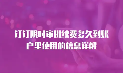 钉钉限时审批续费多久到账户里使用的信息详解