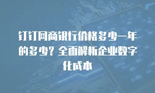 钉钉网商银行价格多少一年的多少？全面解析企业数字化成本