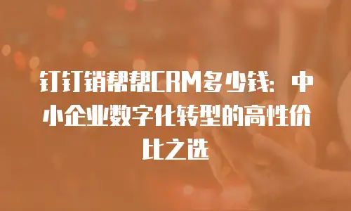 钉钉销帮帮CRM多少钱：中小企业数字化转型的高性价比之选