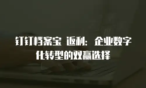 钉钉档案宝 返利：企业数字化转型的双赢选择