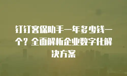 钉钉客保助手一年多少钱一个？全面解析企业数字化解决方案