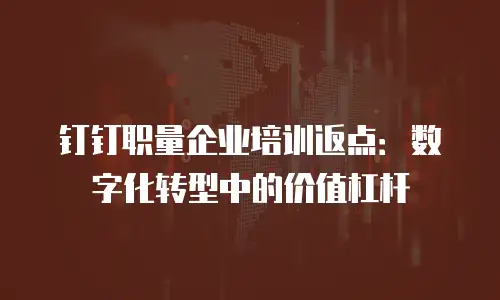 钉钉职量企业培训返点：数字化转型中的价值杠杆