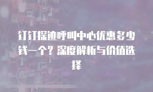 钉钉探迹呼叫中心优惠多少钱一个？深度解析与价值选择