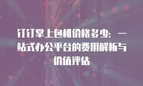 钉钉掌上包机价格多少：一站式办公平台的费用解析与价值评估