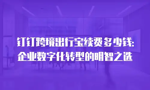 钉钉跨境出行宝续费多少钱：企业数字化转型的明智之选