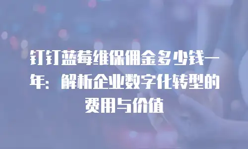 钉钉蓝莓维保佣金多少钱一年：解析企业数字化转型的费用与价值