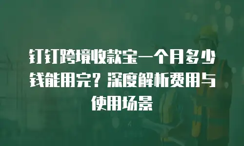 钉钉跨境收款宝一个月多少钱能用完？深度解析费用与使用场景