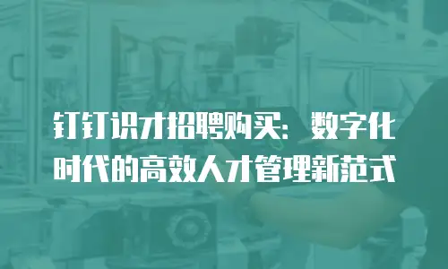 钉钉识才招聘购买：数字化时代的高效人才管理新范式