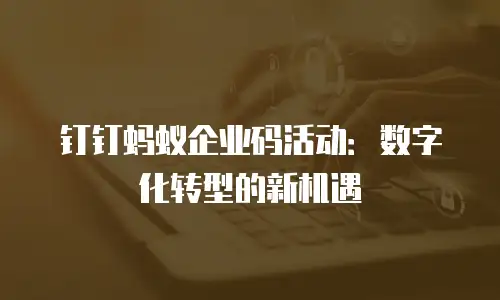 钉钉蚂蚁企业码活动：数字化转型的新机遇
