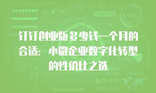 钉钉创业版多少钱一个月的合适：小微企业数字化转型的性价比之选