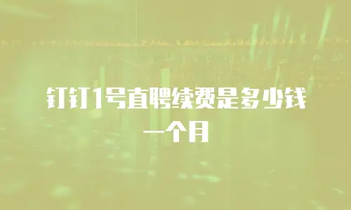 钉钉1号直聘续费是多少钱一个月