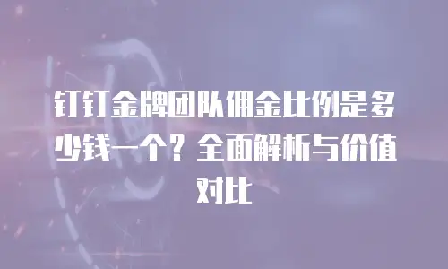 钉钉金牌团队佣金比例是多少钱一个？全面解析与价值对比