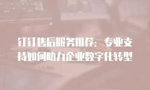 钉钉售后服务推荐：专业支持如何助力企业数字化转型