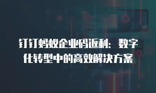 钉钉蚂蚁企业码返利：数字化转型中的高效解决方案