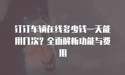钉钉车辆在线多少钱一天能用几次？全面解析功能与费用