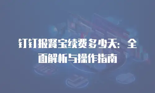 钉钉报餐宝续费多少天：全面解析与操作指南