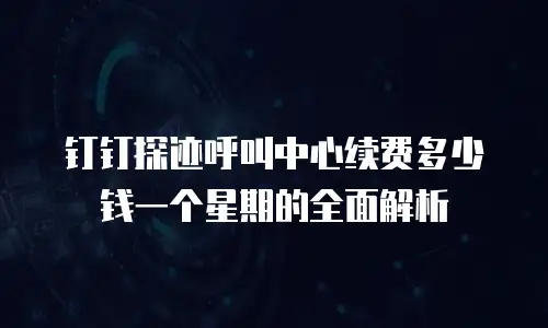 钉钉探迹呼叫中心续费多少钱一个星期的全面解析