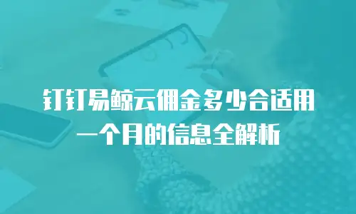 钉钉易鲸云佣金多少合适用一个月的信息全解析