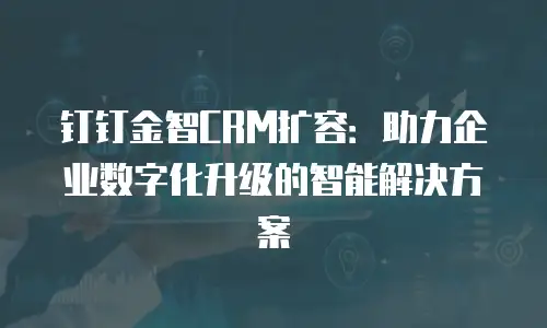 钉钉金智CRM扩容：助力企业数字化升级的智能解决方案