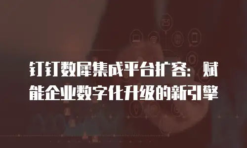 钉钉数犀集成平台扩容：赋能企业数字化升级的新引擎