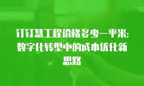 钉钉慧工程价格多少一平米：数字化转型中的成本优化新思路