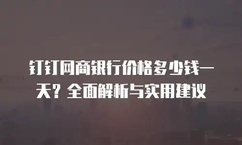 钉钉网商银行价格多少钱一天？全面解析与实用建议