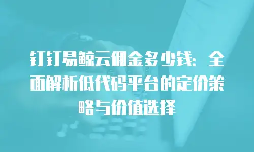 钉钉易鲸云佣金多少钱：全面解析低代码平台的定价策略与价值选择