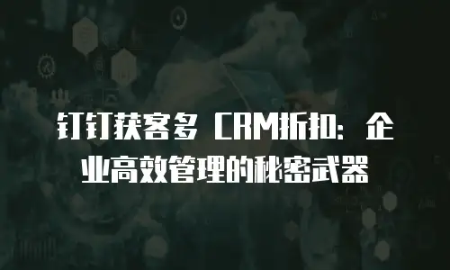 钉钉获客多 CRM折扣：企业高效管理的秘密武器