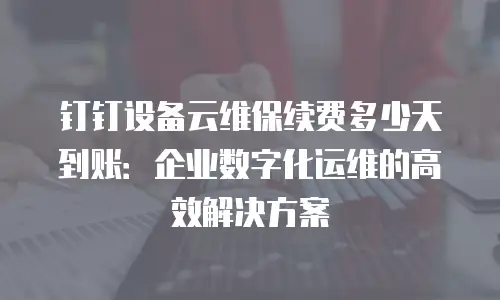 钉钉设备云维保续费多少天到账：企业数字化运维的高效解决方案