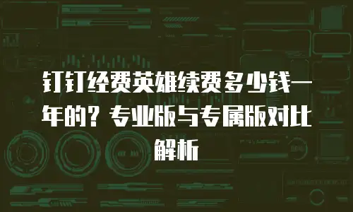 钉钉经费英雄续费多少钱一年的？专业版与专属版对比解析