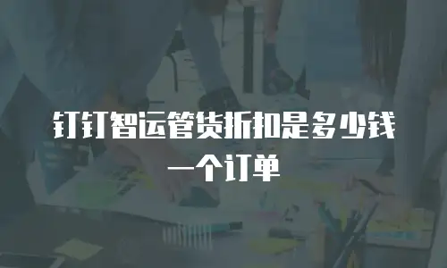 钉钉智运管货折扣是多少钱一个订单