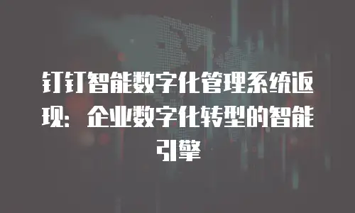 钉钉智能数字化管理系统返现：企业数字化转型的智能引擎