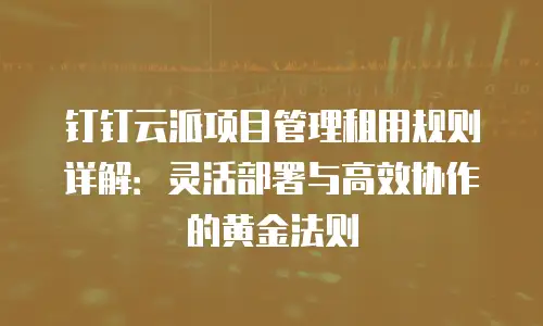 钉钉云派项目管理租用规则详解：灵活部署与高效协作的黄金法则