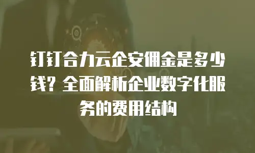 钉钉合力云企安佣金是多少钱？全面解析企业数字化服务的费用结构