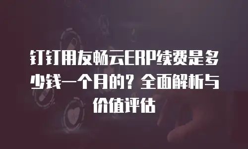 钉钉用友畅云ERP续费是多少钱一个月的？全面解析与价值评估