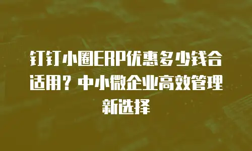 钉钉小圈ERP优惠多少钱合适用？中小微企业高效管理新选择