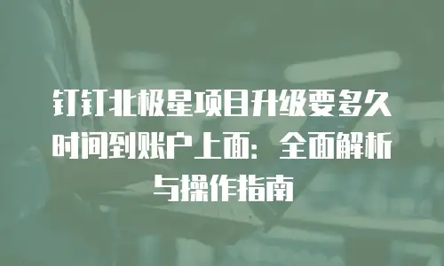 钉钉北极星项目升级要多久时间到账户上面：全面解析与操作指南