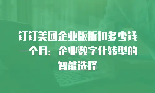 钉钉美团企业版折扣多少钱一个月：企业数字化转型的智能选择