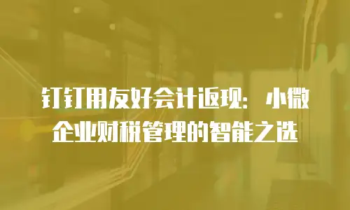 钉钉用友好会计返现：小微企业财税管理的智能之选