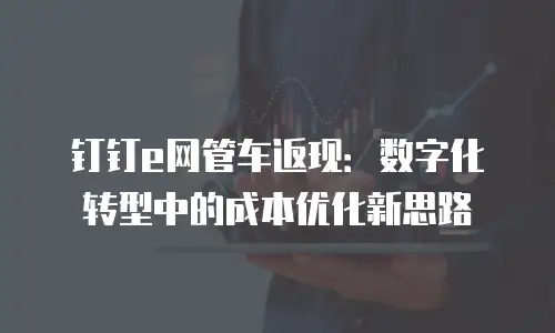钉钉e网管车返现：数字化转型中的成本优化新思路