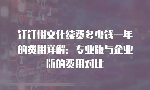 钉钉悦文化续费多少钱一年的费用详解：专业版与企业版的费用对比