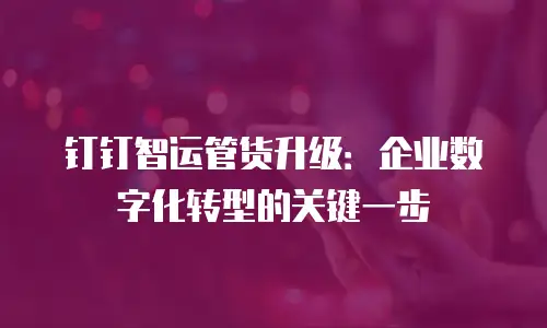 钉钉智运管货升级：企业数字化转型的关键一步