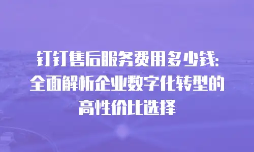 钉钉售后服务费用多少钱：全面解析企业数字化转型的高性价比选择