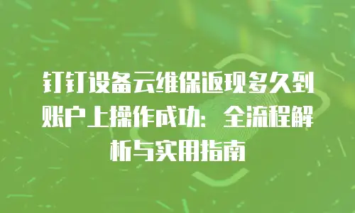 钉钉设备云维保返现多久到账户上操作成功：全流程解析与实用指南