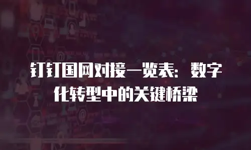 钉钉国网对接一览表：数字化转型中的关键桥梁