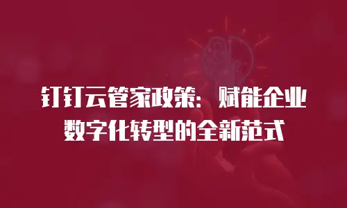 钉钉云管家政策：赋能企业数字化转型的全新范式